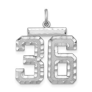 Sterling Silver, Varsity Collection, Large D/C Pendant, Number 36